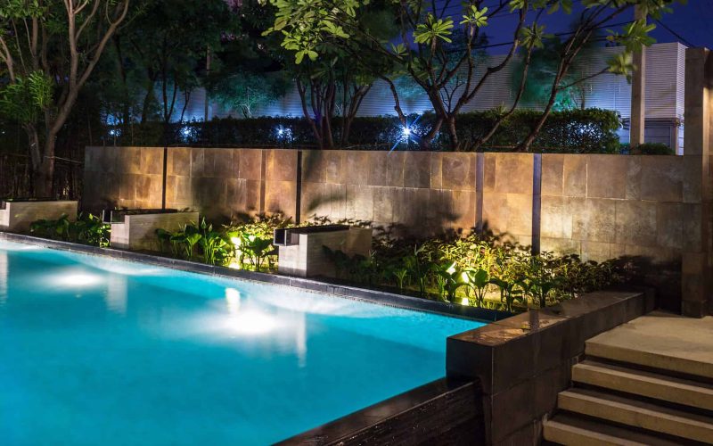 Lighting business for luxury backyard swimming pool.  Relaxed lifestyle with contemporary design by professionals.